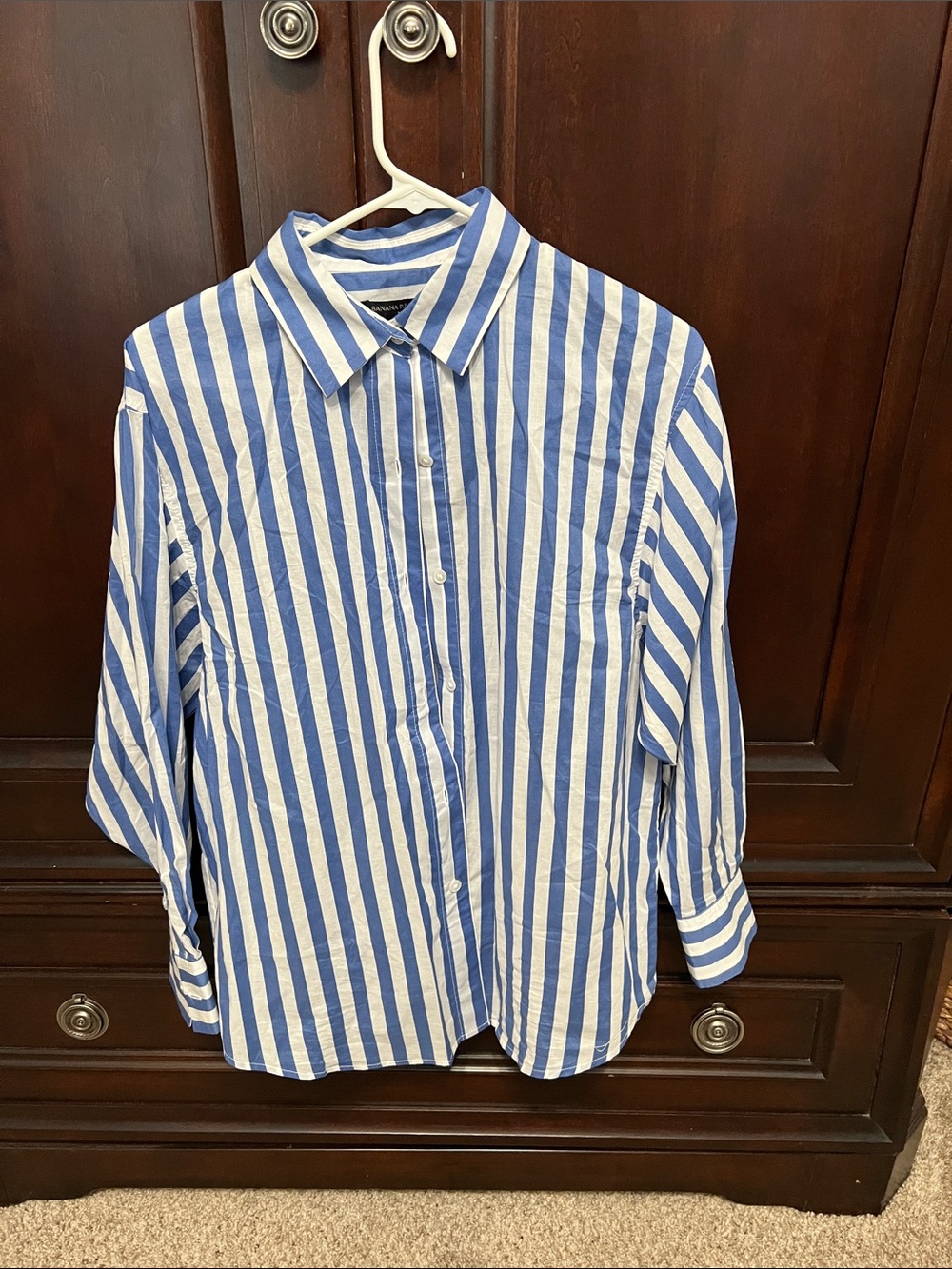 Blue & White Striped Button-Up Shirt